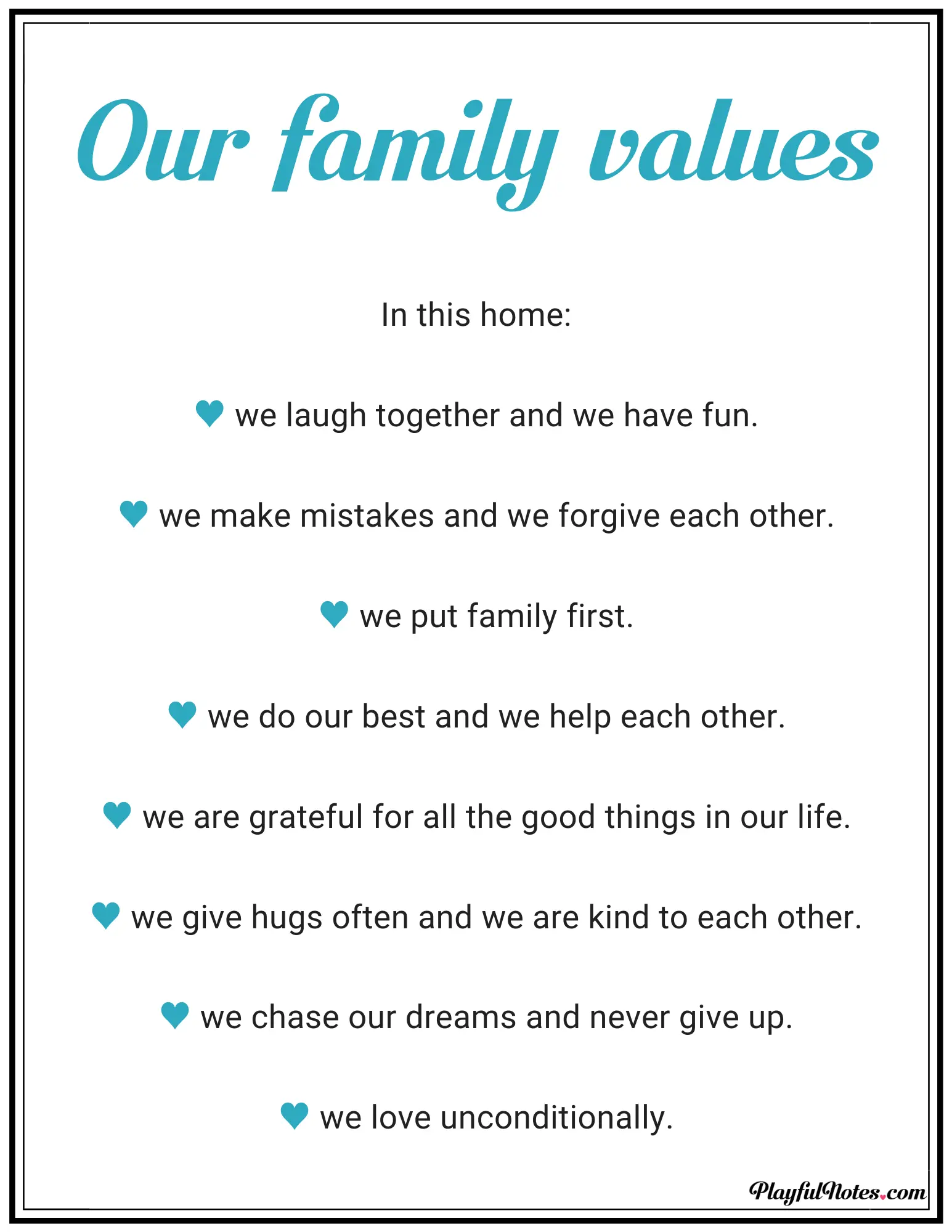 family rules - family values