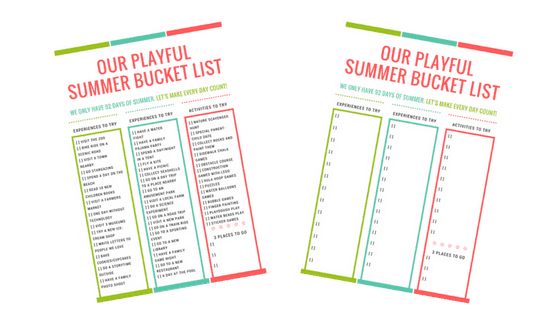 summer bucket list for young kids