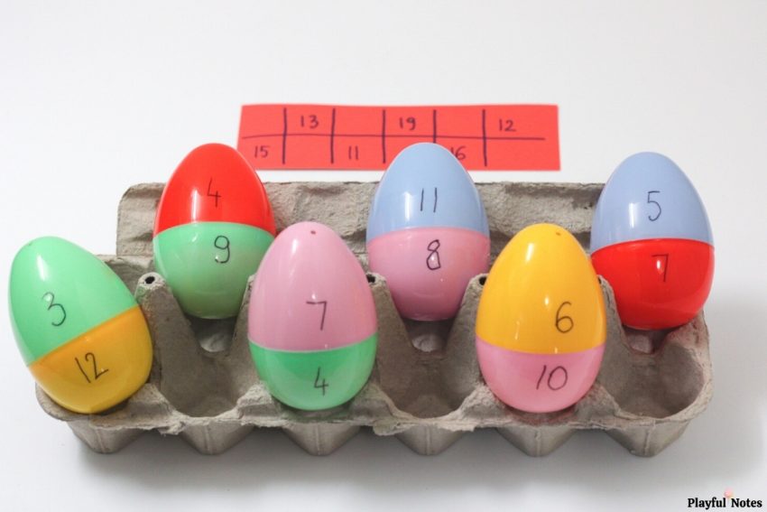 match game for kids using plastic eggs
