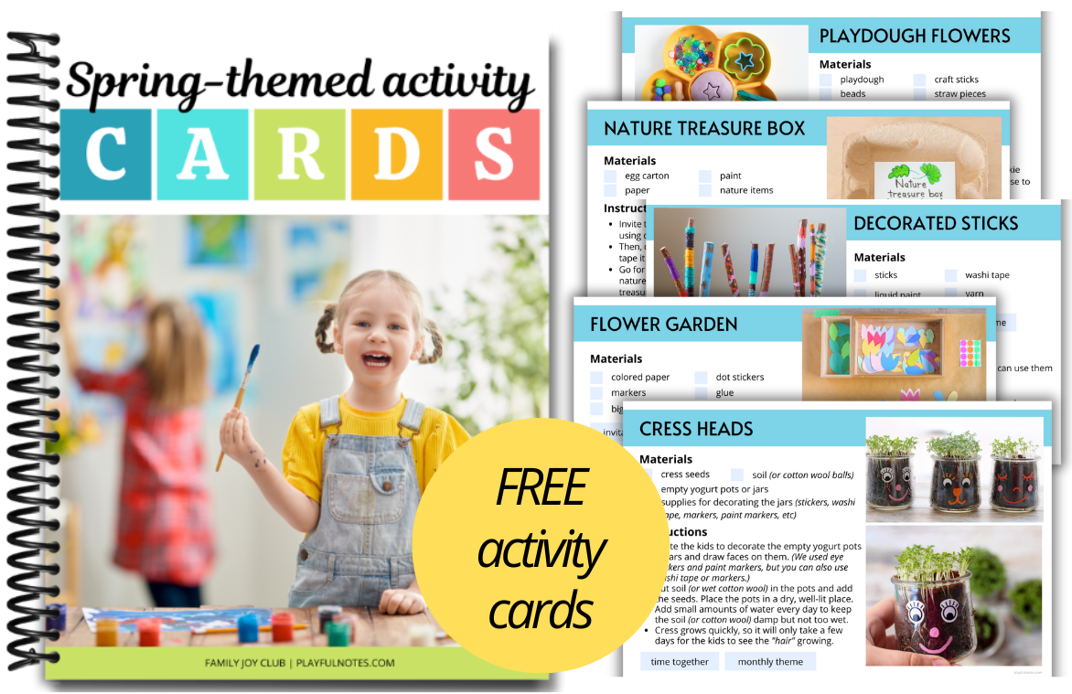 spring-themed activity cards for kids