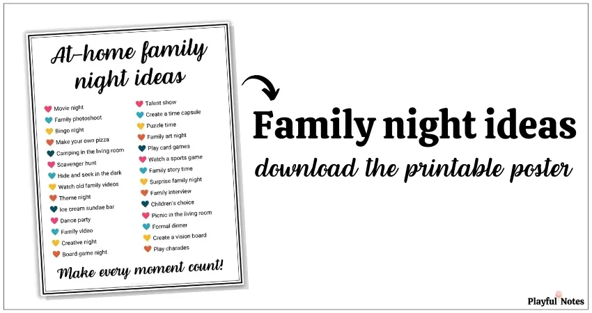 family night ideas printable poster
