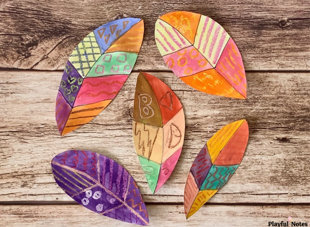 watercolor resist leaves fall activity for kids
